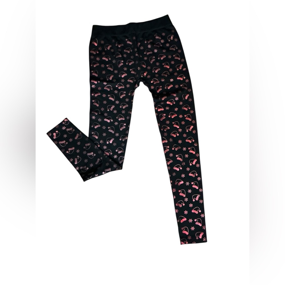 Black Santa Hat Print Leggings